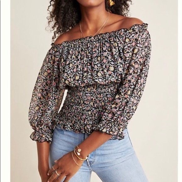 Anthropologie Tops - Anthropologie Smocked Off the Shoulder Top